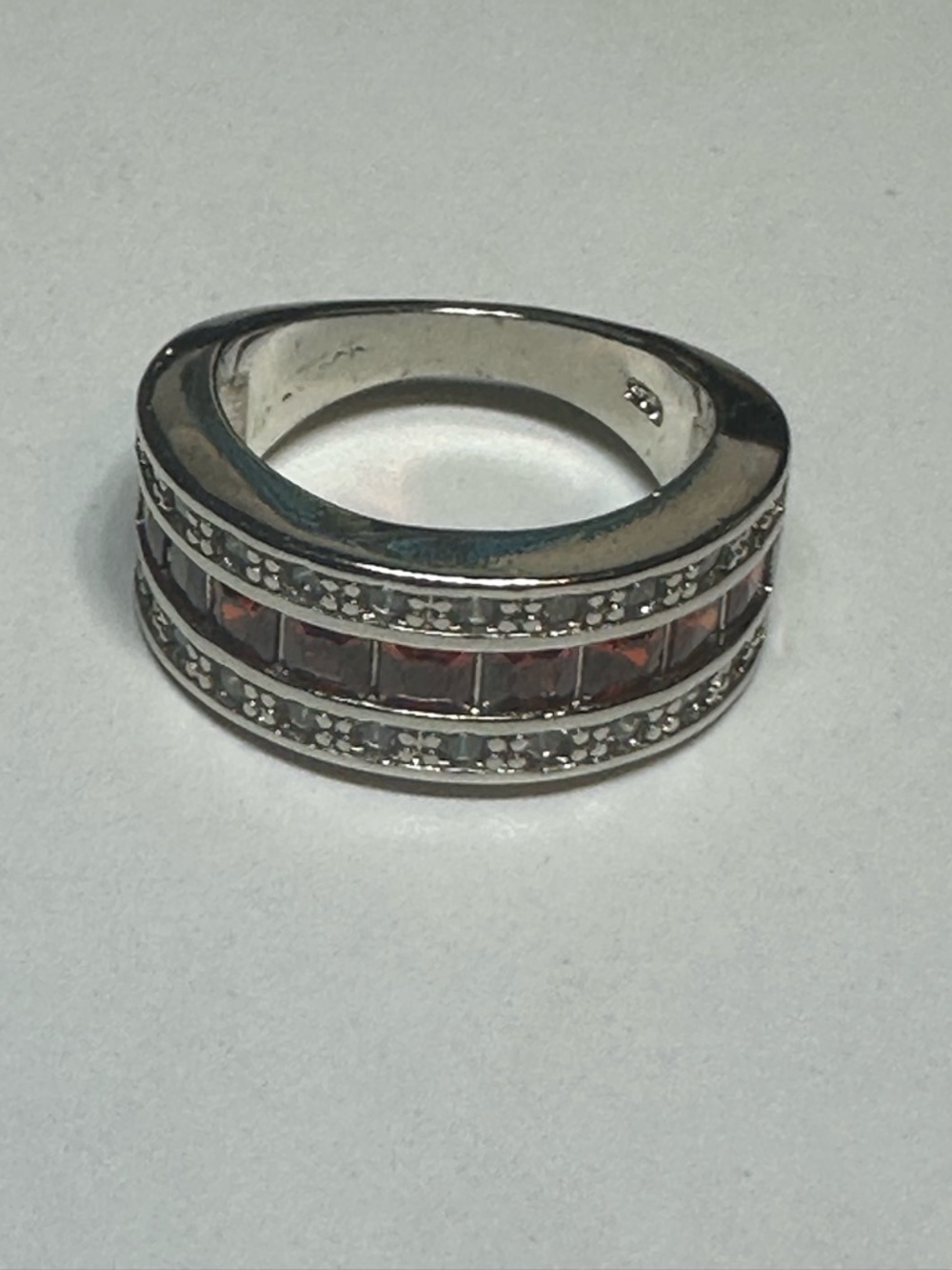 Sterling Silver Ruby Channel-Set Stone Ring